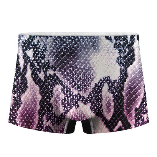 Purple And Blue Snakeskin Print Men's Boxer Briefs
