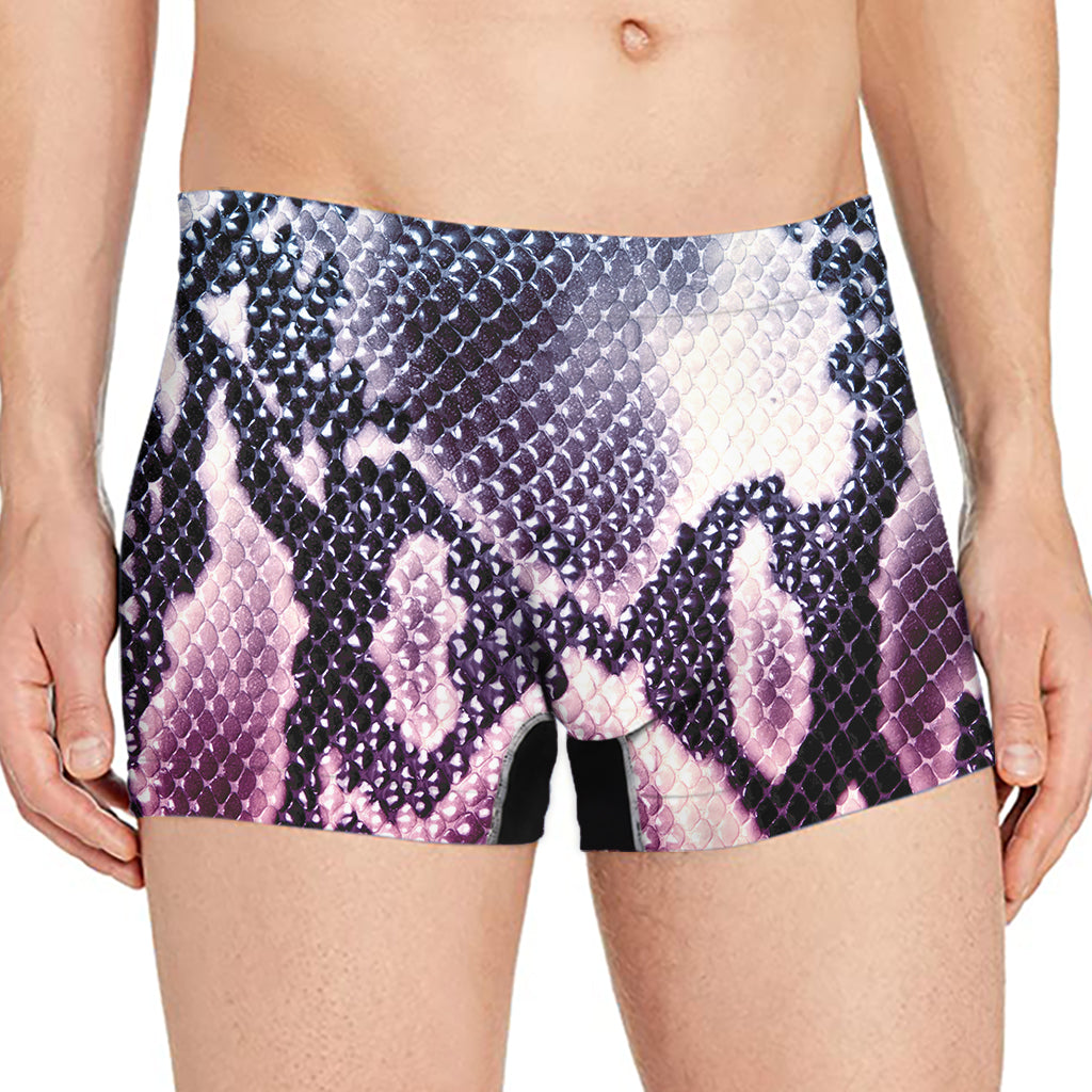 Purple And Blue Snakeskin Print Men's Boxer Briefs