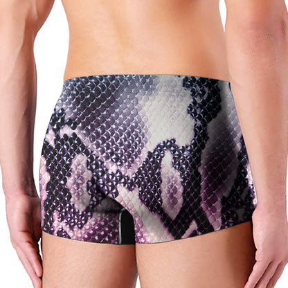 Purple And Blue Snakeskin Print Men's Boxer Briefs