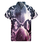 Purple And Blue Snakeskin Print Men's Short Sleeve Shirt