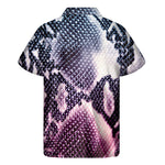 Purple And Blue Snakeskin Print Men's Short Sleeve Shirt