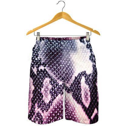 Purple And Blue Snakeskin Print Men's Shorts