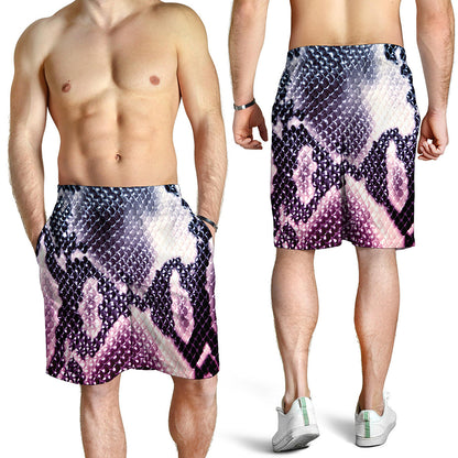Purple And Blue Snakeskin Print Men's Shorts