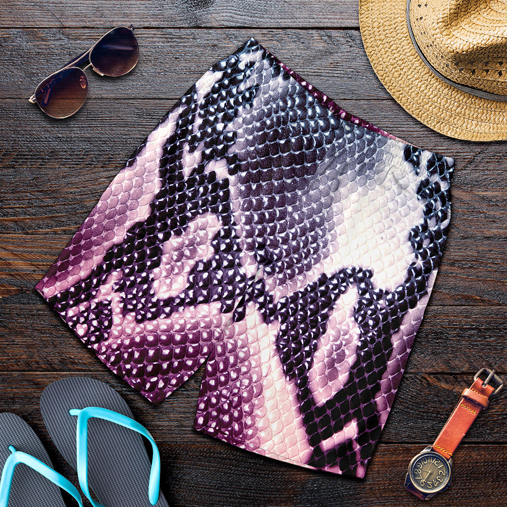 Purple And Blue Snakeskin Print Men's Shorts