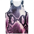 Purple And Blue Snakeskin Print Men's Tank Top