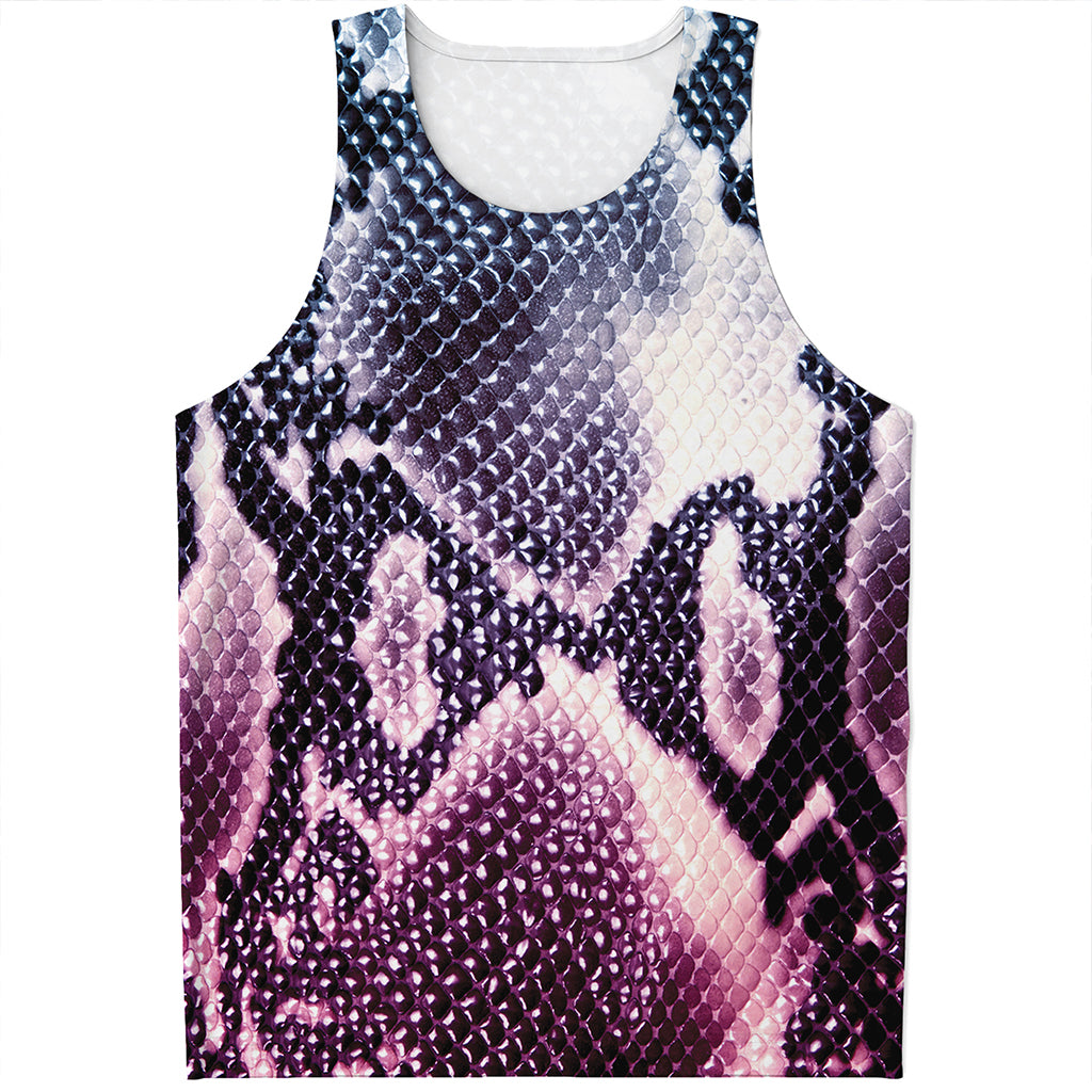 Purple And Blue Snakeskin Print Men's Tank Top