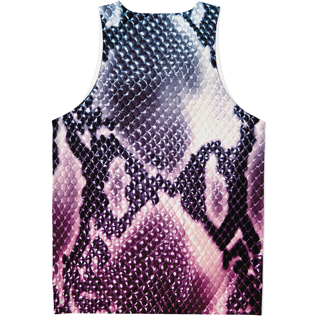 Purple And Blue Snakeskin Print Men's Tank Top