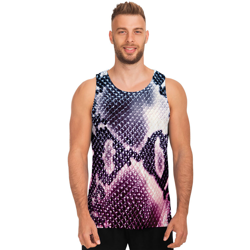 Purple And Blue Snakeskin Print Men's Tank Top