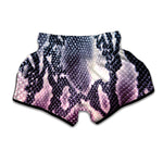 Purple And Blue Snakeskin Print Muay Thai Boxing Shorts