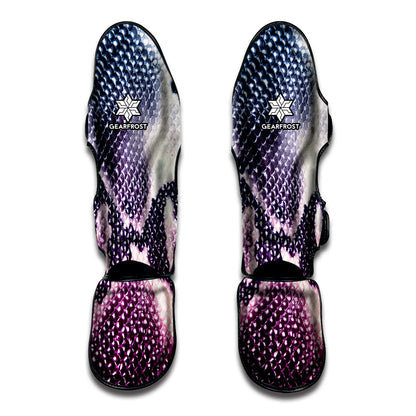 Purple And Blue Snakeskin Print Muay Thai Shin Guard