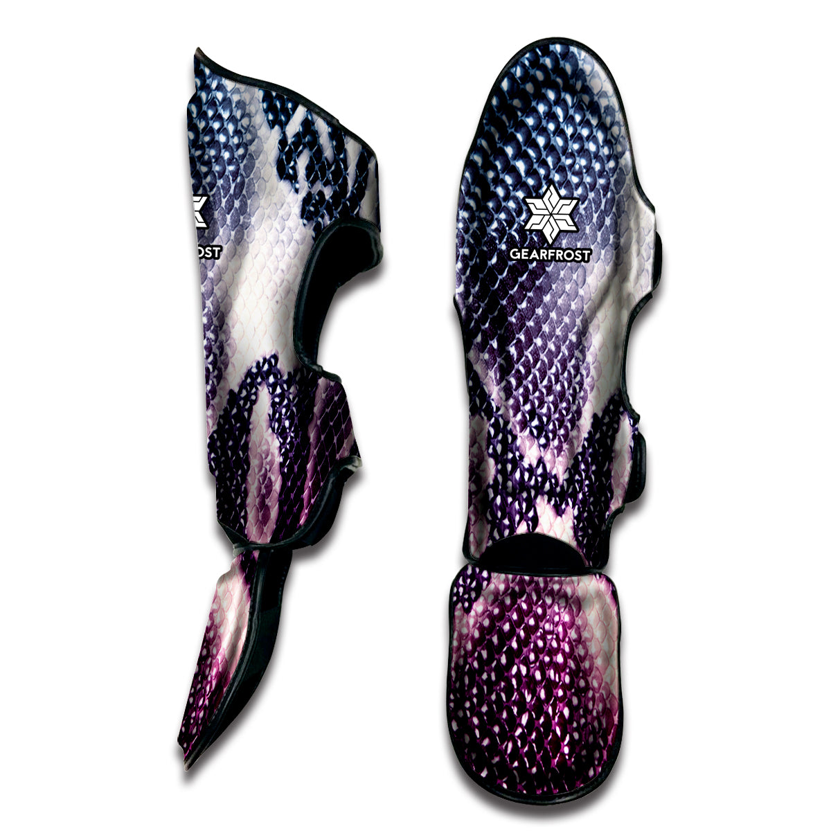 Purple And Blue Snakeskin Print Muay Thai Shin Guard