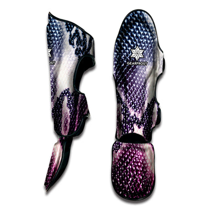 Purple And Blue Snakeskin Print Muay Thai Shin Guard