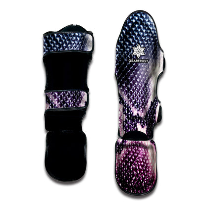 Purple And Blue Snakeskin Print Muay Thai Shin Guard
