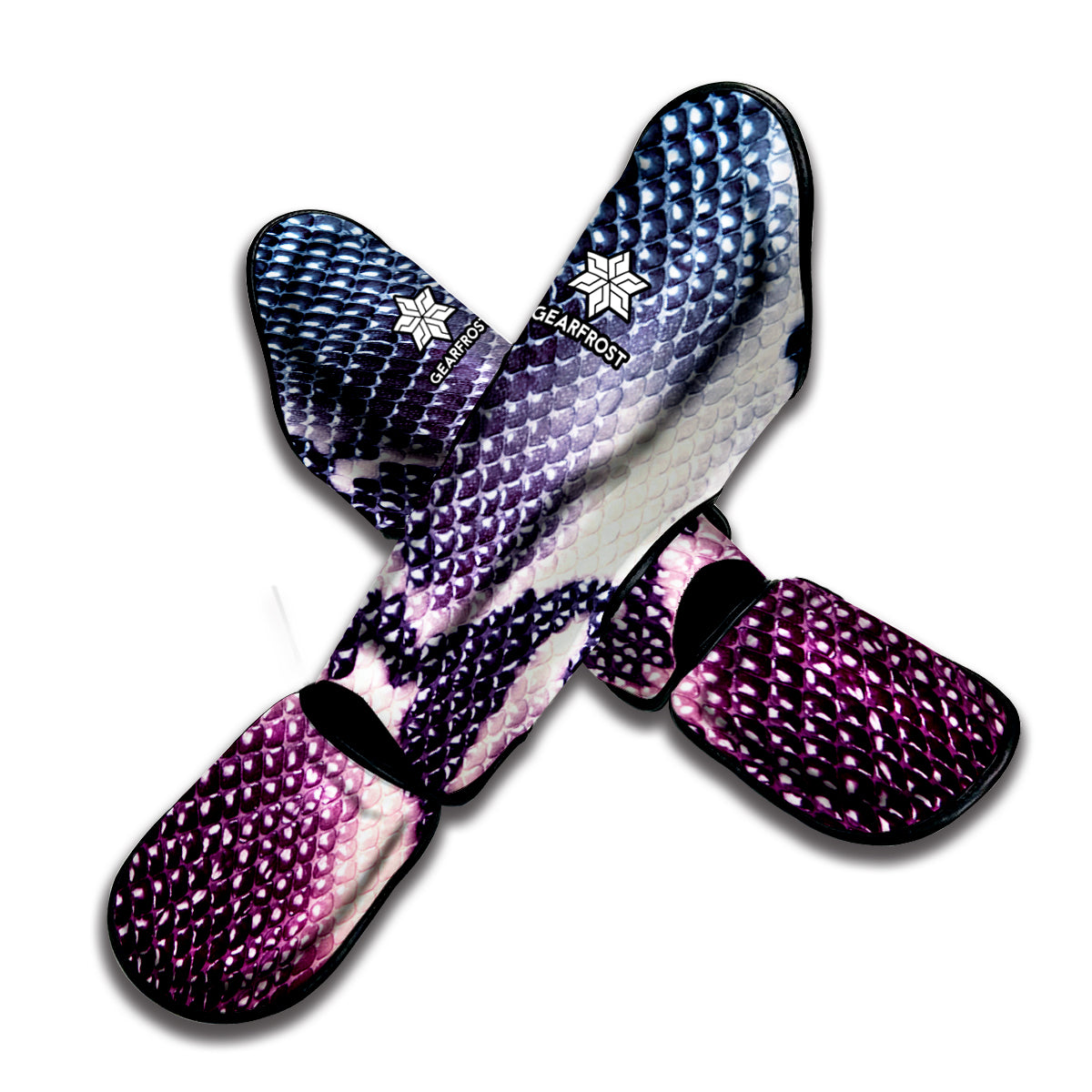 Purple And Blue Snakeskin Print Muay Thai Shin Guard