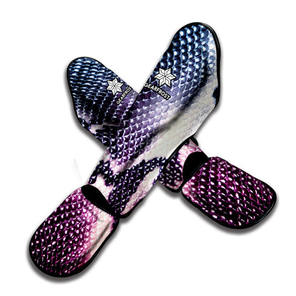 Purple And Blue Snakeskin Print Muay Thai Shin Guard