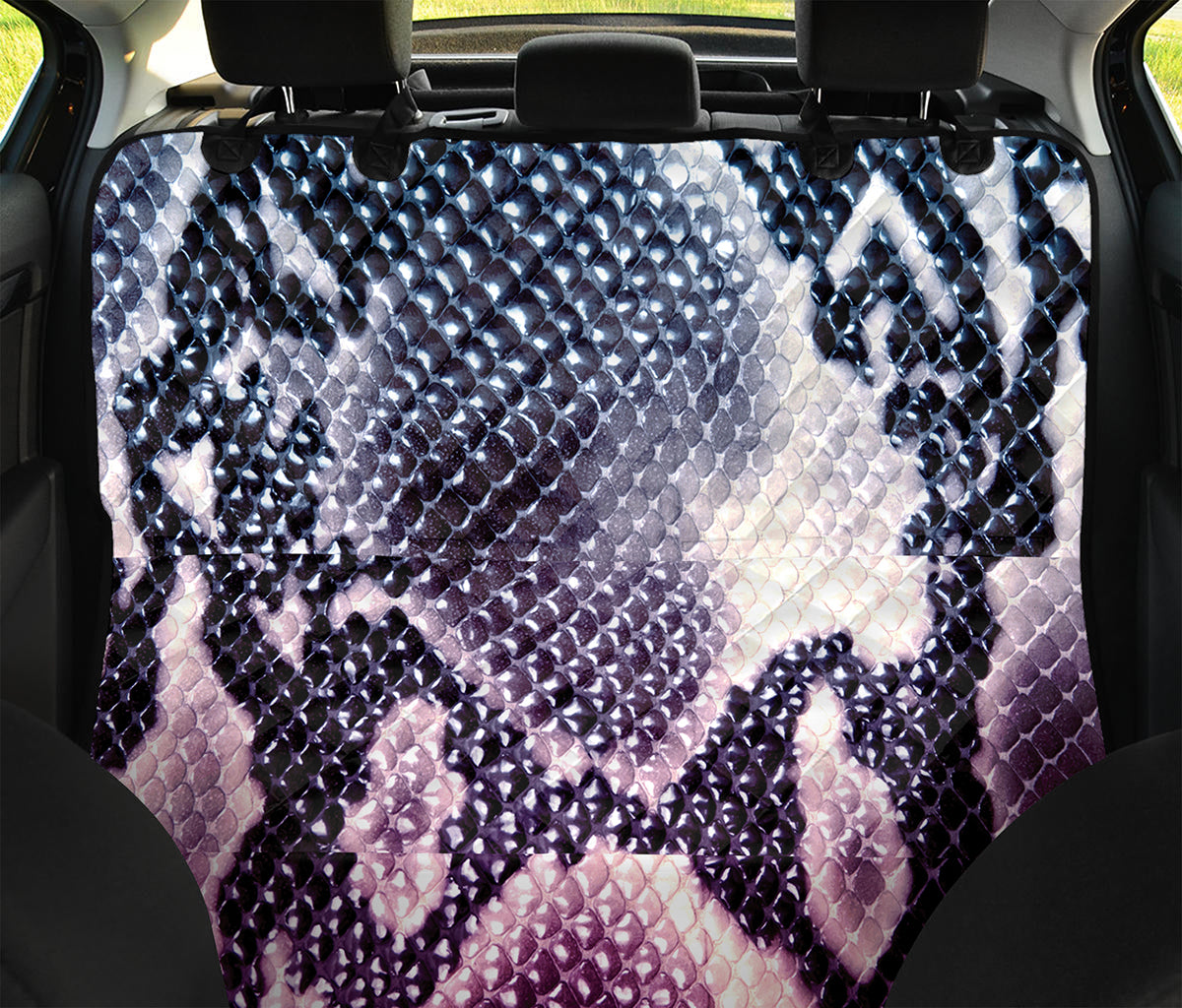 Purple And Blue Snakeskin Print Pet Car Back Seat Cover