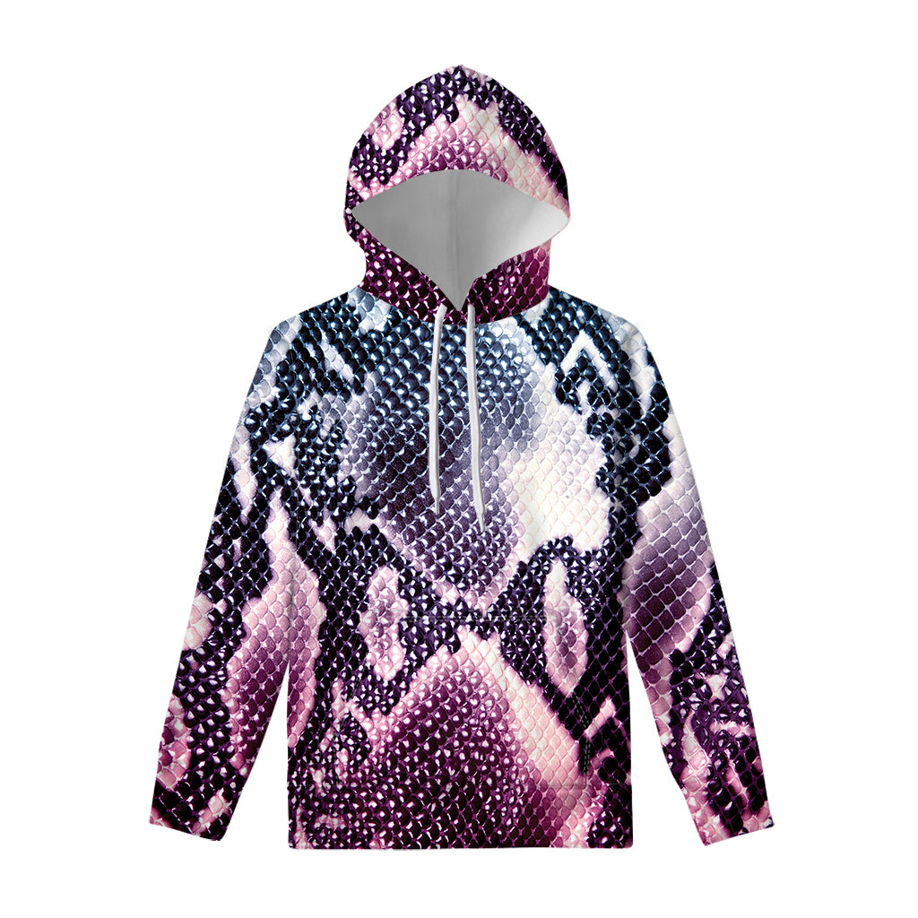 Purple And Blue Snakeskin Print Pullover Hoodie