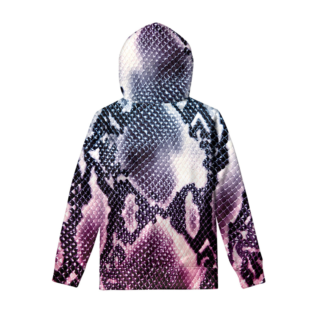 Purple And Blue Snakeskin Print Pullover Hoodie