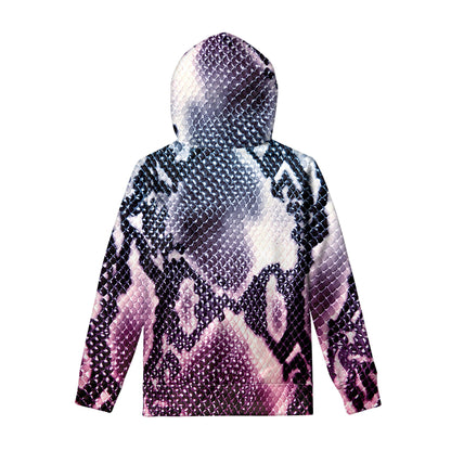 Purple And Blue Snakeskin Print Pullover Hoodie