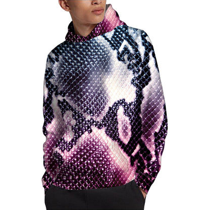 Purple And Blue Snakeskin Print Pullover Hoodie