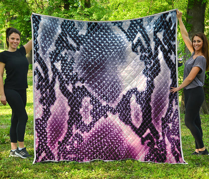 Purple And Blue Snakeskin Print Quilt