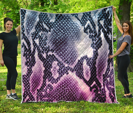 Purple And Blue Snakeskin Print Quilt