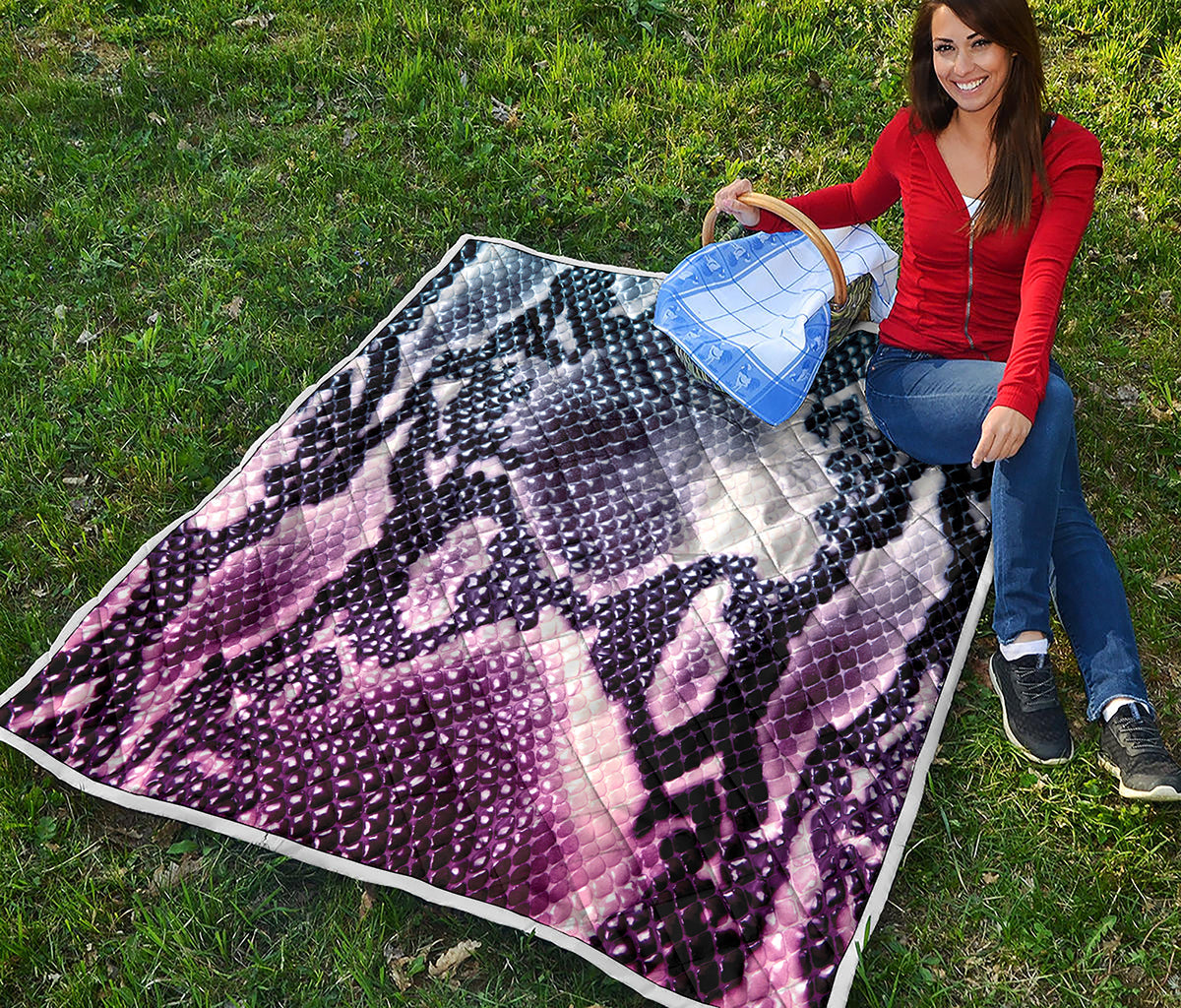 Purple And Blue Snakeskin Print Quilt