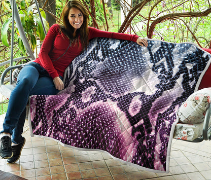 Purple And Blue Snakeskin Print Quilt