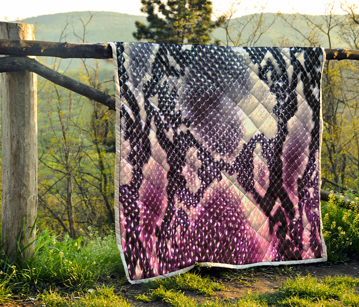 Purple And Blue Snakeskin Print Quilt