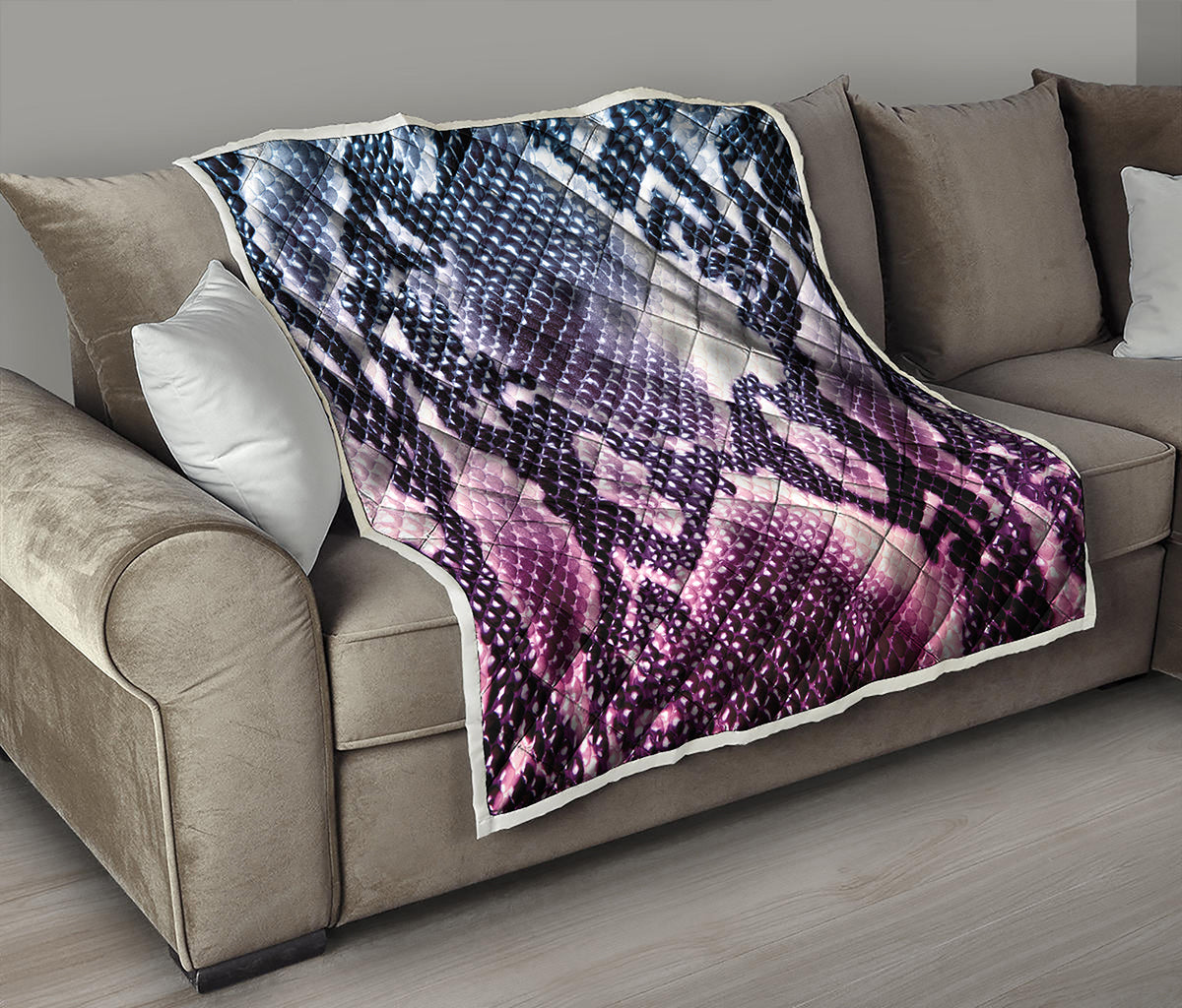 Purple And Blue Snakeskin Print Quilt