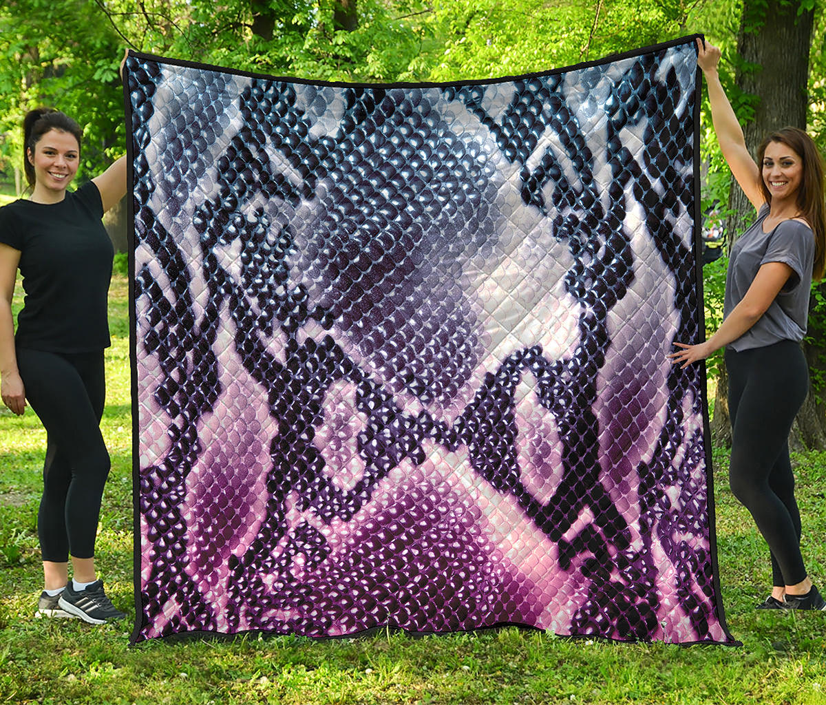 Purple And Blue Snakeskin Print Quilt
