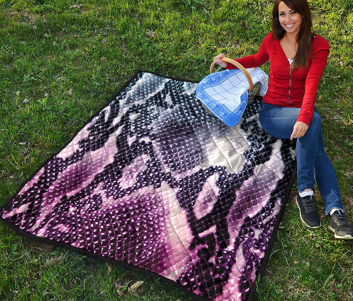 Purple And Blue Snakeskin Print Quilt