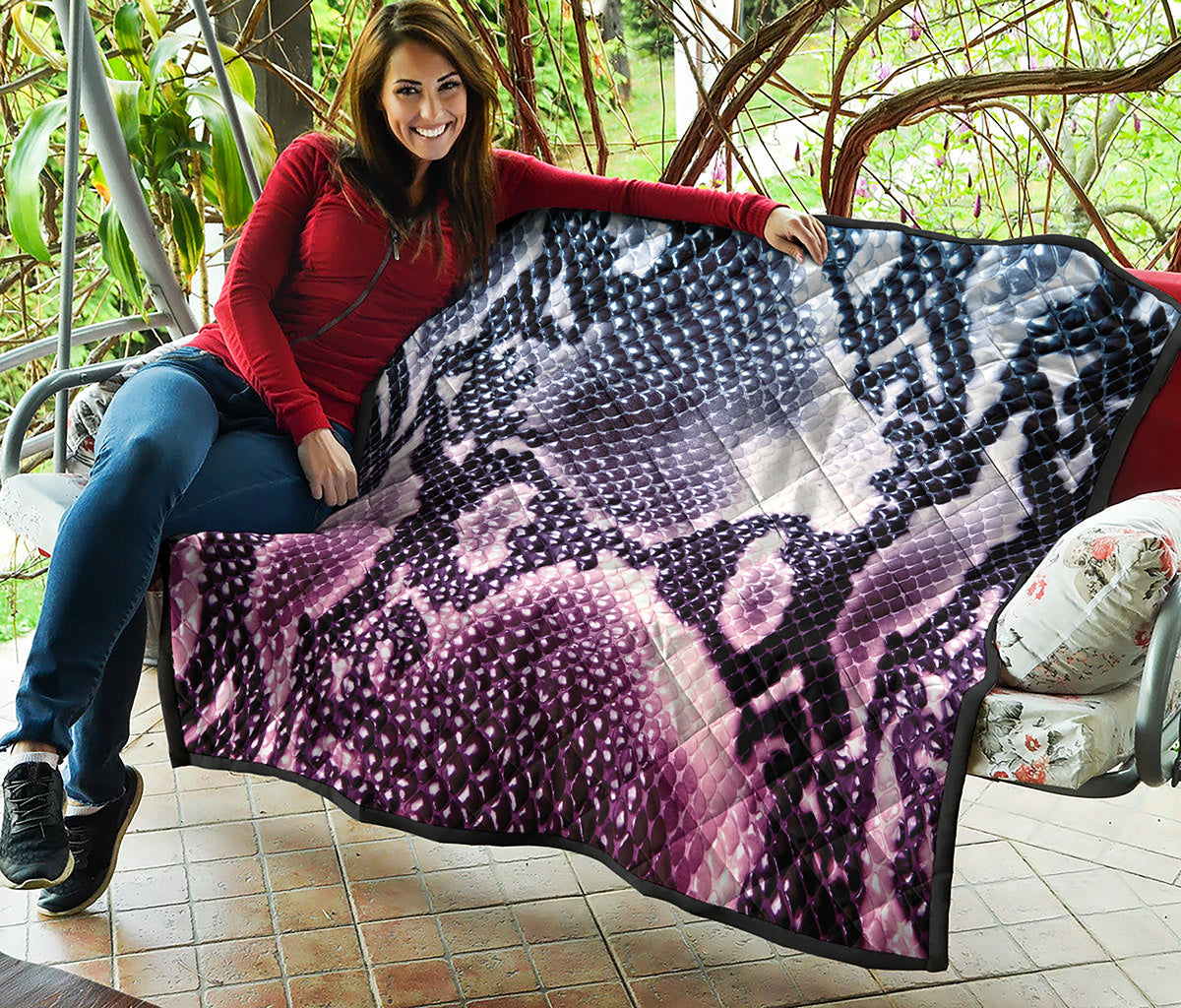 Purple And Blue Snakeskin Print Quilt