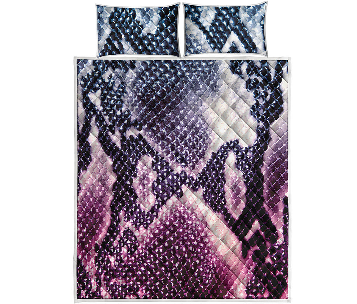 Purple And Blue Snakeskin Print Quilt Bed Set