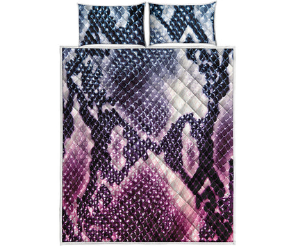 Purple And Blue Snakeskin Print Quilt Bed Set