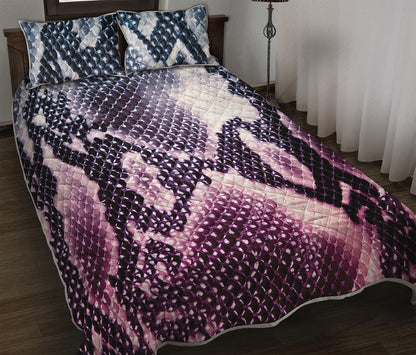Purple And Blue Snakeskin Print Quilt Bed Set