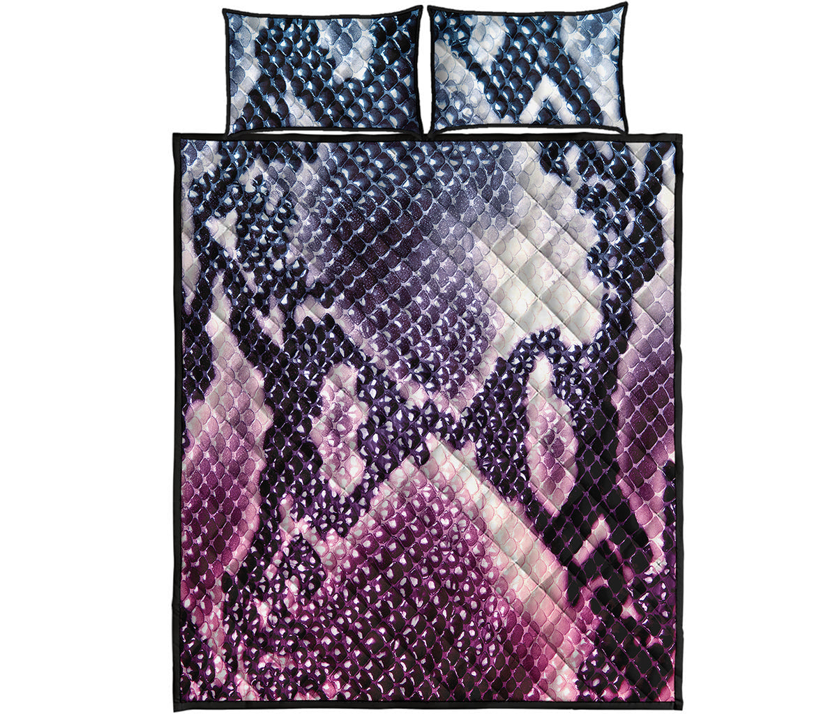 Purple And Blue Snakeskin Print Quilt Bed Set