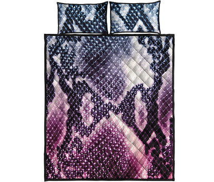 Purple And Blue Snakeskin Print Quilt Bed Set