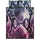 Purple And Blue Snakeskin Print Quilt Bed Set