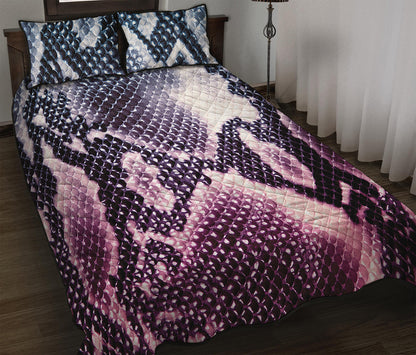 Purple And Blue Snakeskin Print Quilt Bed Set