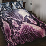 Purple And Blue Snakeskin Print Quilt Bed Set
