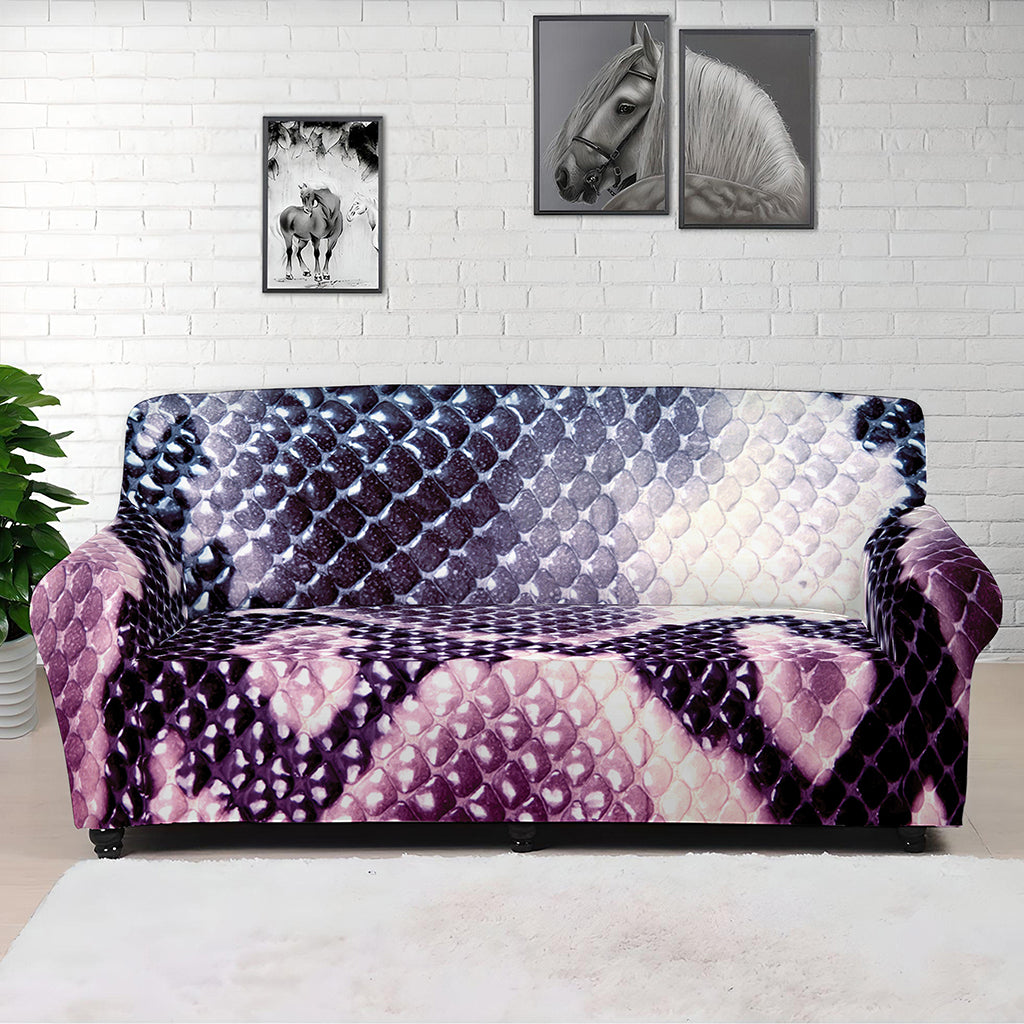 Purple And Blue Snakeskin Print Sofa Cover