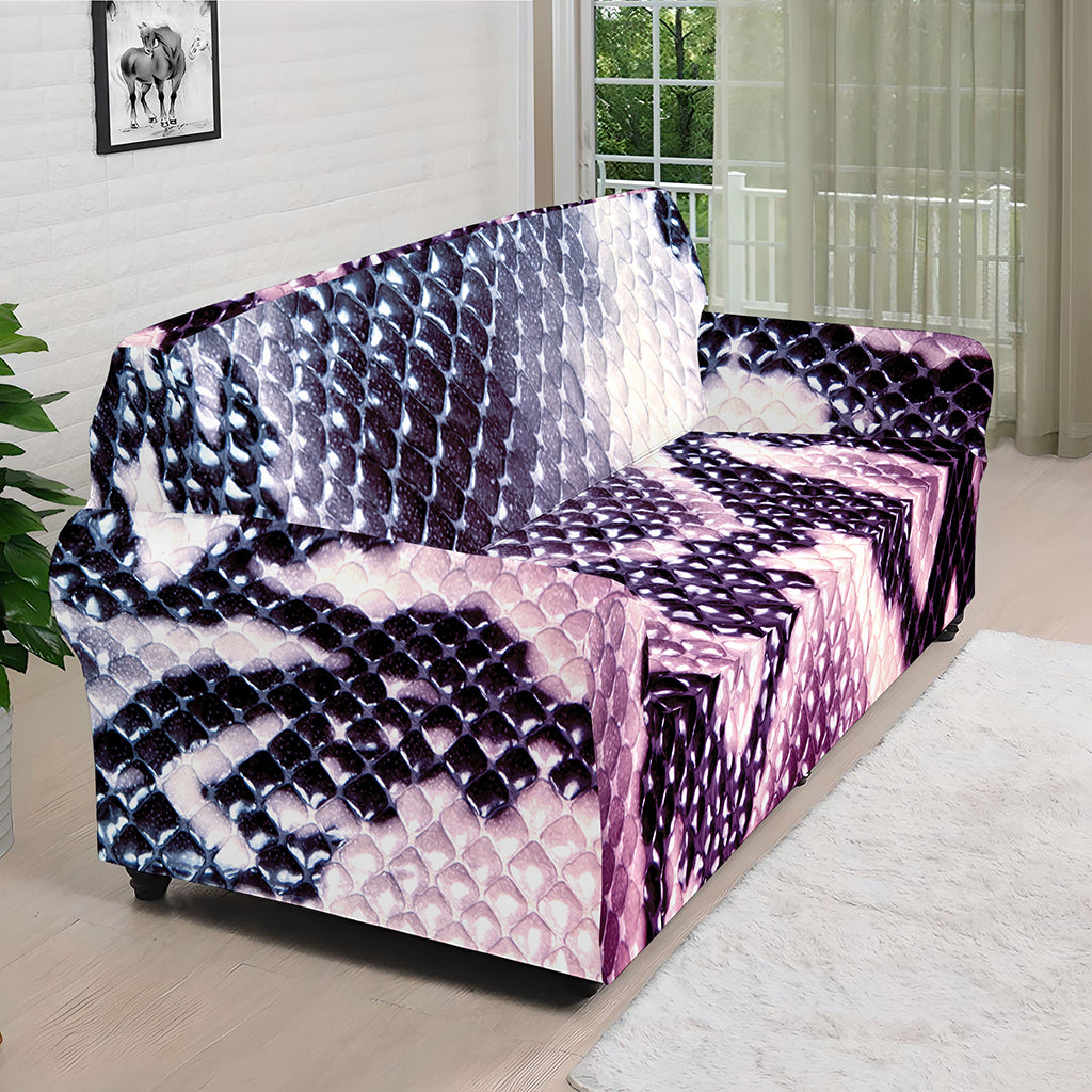 Purple And Blue Snakeskin Print Sofa Cover