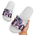 Purple And Blue Snakeskin Print White Slide Sandals