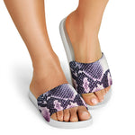 Purple And Blue Snakeskin Print White Slide Sandals