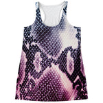 Purple And Blue Snakeskin Print Women's Racerback Tank Top