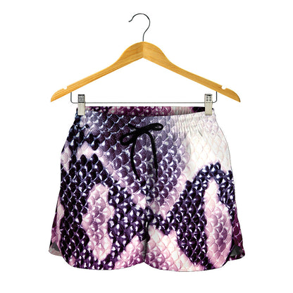 Purple And Blue Snakeskin Print Women's Shorts