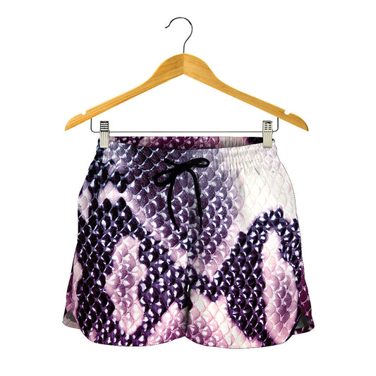 Purple And Blue Snakeskin Print Women's Shorts