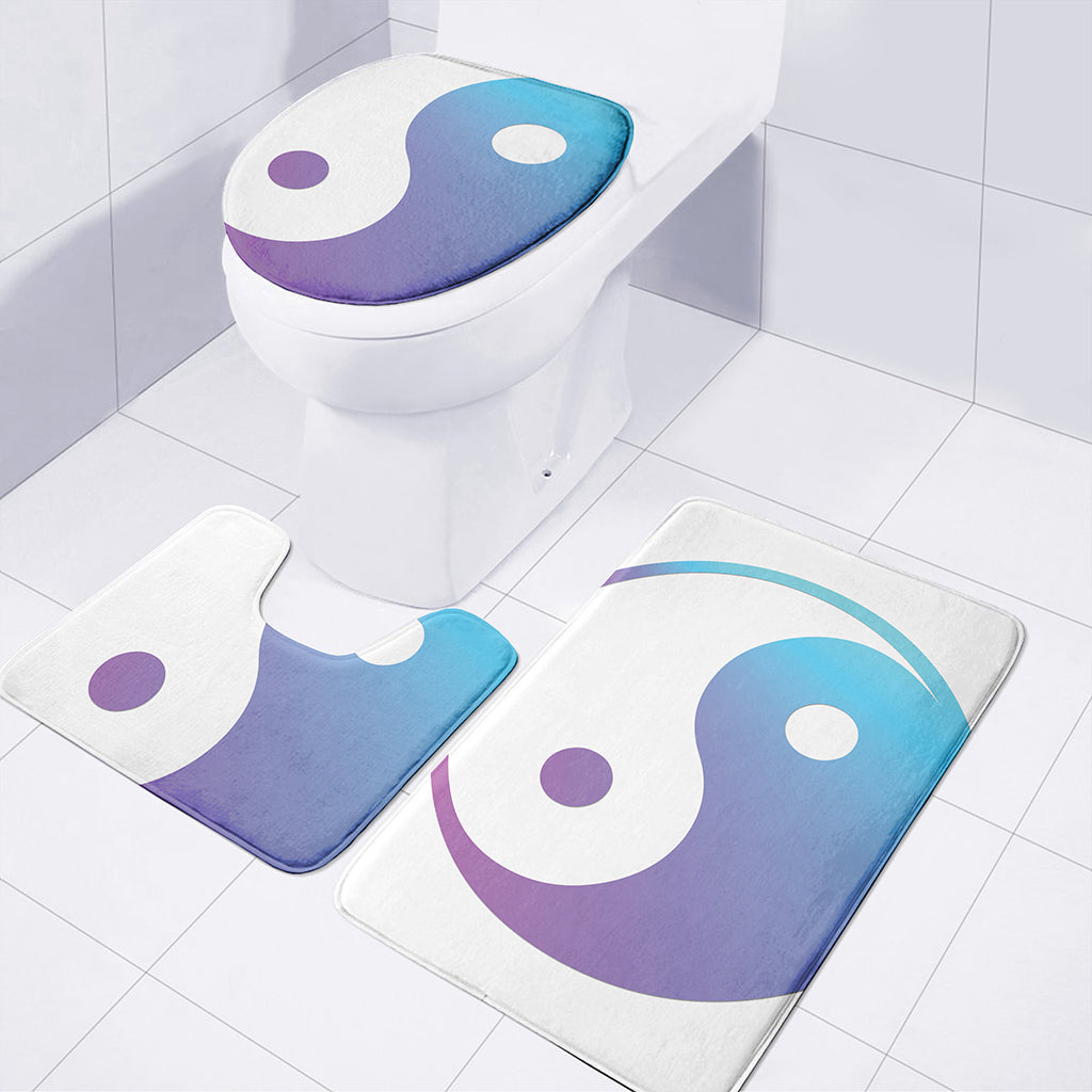 Purple And Blue Yin Yang Print 3 Piece Bath Mat Set