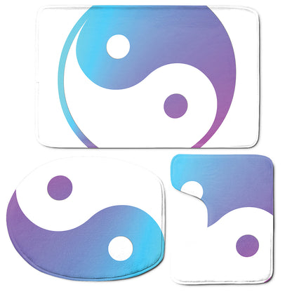Purple And Blue Yin Yang Print 3 Piece Bath Mat Set